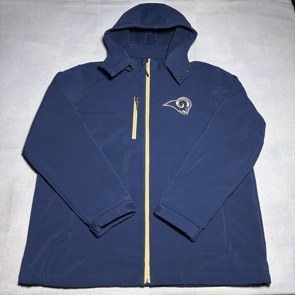 Los Angeles Rams Soft Shell NFL Jacket Mens XL Rain Resistant Full‎ Zip G-III